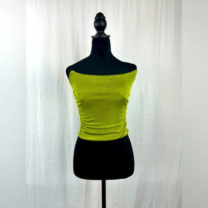 NWT Lime Green Tube Ruched Crop Top Sz Small